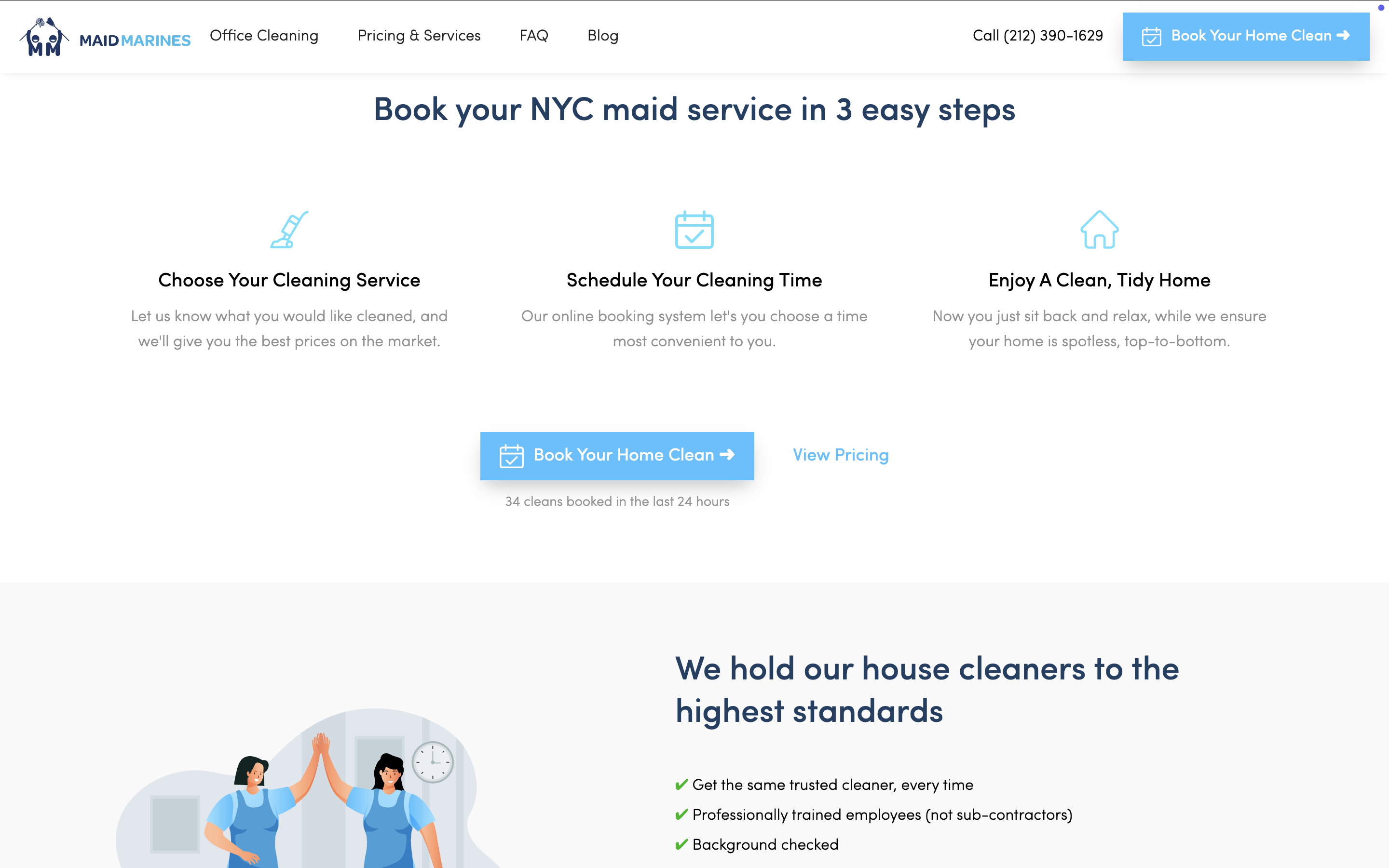 maidmarines cleaning website 2