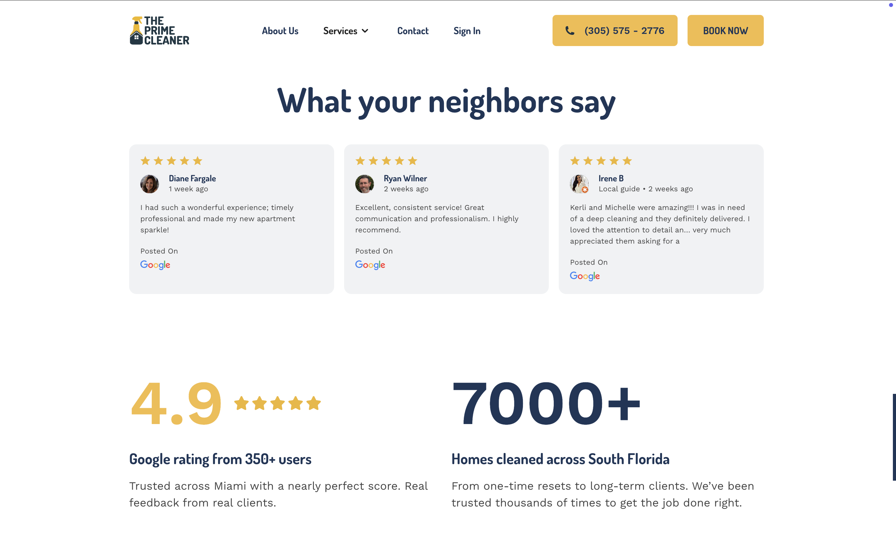 The Prime Cleaner website 3